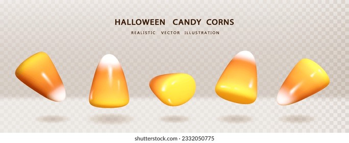 Halloween candy corns 3d isolated on transperent background. Realistic candy corn, Halloween design element