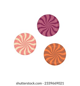 Halloween candy, eyeball, lollipop spiral. Vector illustration 