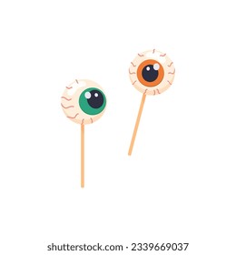 Halloween candy, eyeball, lollipop spiral. Vector illustration 