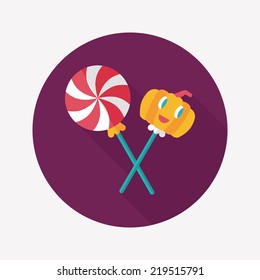Halloween candy flat icon with long shadow,eps10