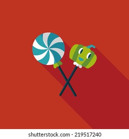 Halloween candy flat icon with long shadow,eps10