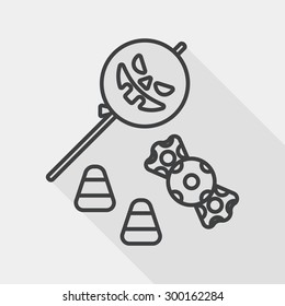 halloween candy flat icon with long shadow, line icon