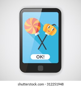 Halloween candy flat icon with long shadow,eps10