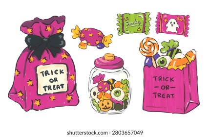 Halloween candy hand drawn