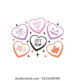 Halloween Candy Hearts Retro Design