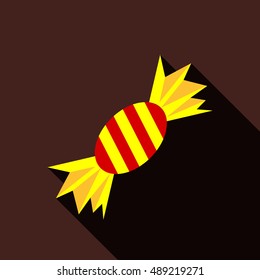 Halloween candy icon in flat style isolated with long shadow vector illustration