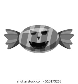 Halloween candy icon. Gray monochrome illustration of halloween candy vector icon for web