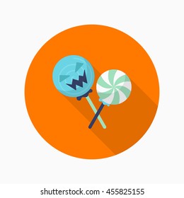 Halloween candy icon, Vector flat long shadow design. Halloween concept.