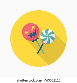 Halloween candy icon, Vector flat long shadow design. Halloween concept.