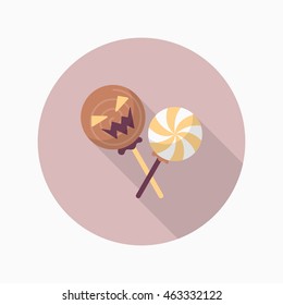 Halloween candy icon, Vector flat long shadow design. Halloween concept.