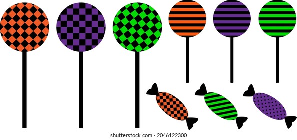 Halloween candy lollipop caramel vector illustration