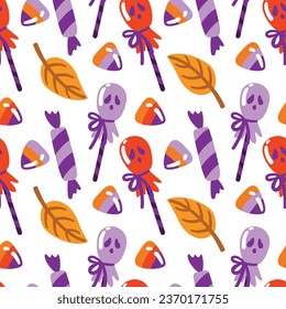 Halloween candy, lollipops. Childish print.  Seamless pattern.