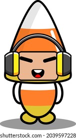 halloween candy mascot costume illustration cute cartoon character listening to music