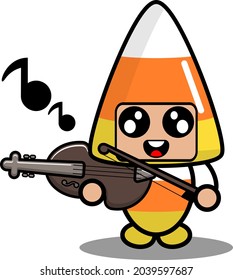 halloween candy mascot costume illustration cute cartoon character playing the violin