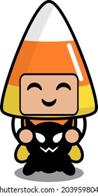 halloween candy mascot costume illustration cute cartoon character riding a black pet