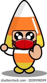 halloween candy mascot costume illustration cute cartoon character wearing mask