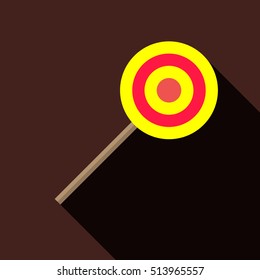 Halloween candy on a stick icon in flat style isolated with long shadow vector illustration