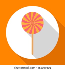 Halloween candy orange and pink color flat icon with long shadow. Vector illustration. EPS10.