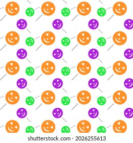 Halloween candy pattern. Cute pattern with colorful elements. Vector background illustration concept.