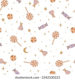 Halloween candy pattern. Seamless pattern for paper or fabric