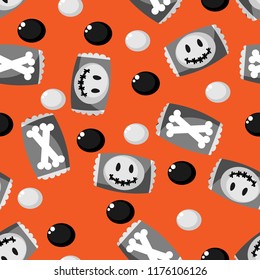 Halloween Candy Seamless Pattern. Colorful Halloween candies background.