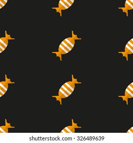 Halloween candy seamless pattern on black background
