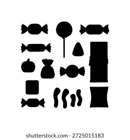 Halloween candy silhouette vector flat illustration design.