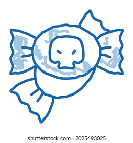 halloween candy sketch icon vector. Hand drawn blue doodle line art halloween candy sign. isolated symbol illustration