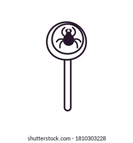 Halloween candy with spider free form line style icon design, Holiday and scary theme Vector illustration