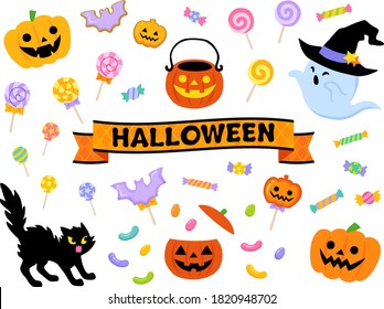Halloween candy and sweets icon set
