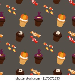halloween candy and treats background pattern