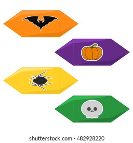 Halloween candy vector color set; Icon set halloween candy