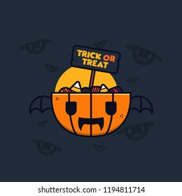 Halloween candy vector illustration with flat and cartoon design style.