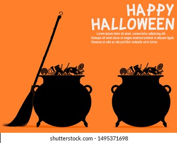 Halloween candy in the witch's pot
