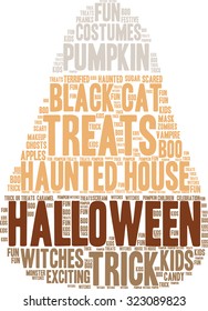 Halloween Candy Word Cloud On a White Background. 
