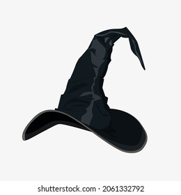 Halloween cap. Black witch hat. Vector.