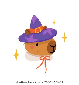 Capybara Halloween clipart conjunto com animais bonitos vestidos como fantasma, bruxa, múmia, abóbora e vela. Engraçado ilustração assustadora bara com abóboras, velas, estrelas e magia Halloween vibes.
