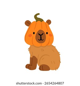 Capybara Halloween clipart conjunto com animais bonitos vestidos como fantasma, bruxa, múmia, abóbora e vela. Engraçado ilustração assustadora bara com abóboras, velas, estrelas e magia Halloween vibes.