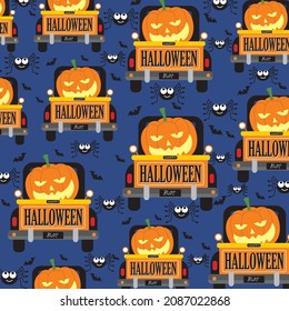 Halloween car and pumpkin pattern for halloween card and gift wrap design