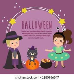 halloween card with alien costume