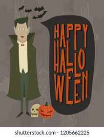 halloween card background with cute simple cartoon shape