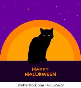 Halloween card background. Handmade geometric abstract cat for design halloween card, invitation, menu, album etc.
