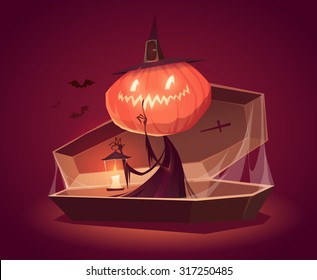 Halloween card, background, poster. Vector illustration.