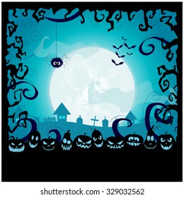 Halloween Card or Background. Vector illustration.