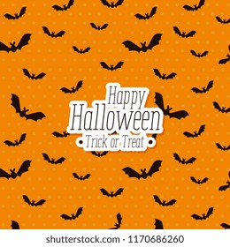 halloween card with bats flying pattern