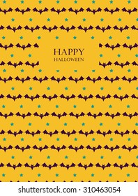 Halloween card with bats and stars. Holiday design for fabric, wrapping paper, greeting cards, invitation, stationery. Seamless pattern is masked.