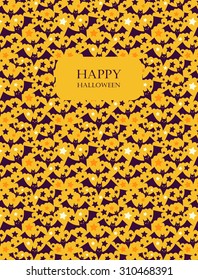 Halloween card with bats and stars. Holiday design for fabric, wrapping paper, greeting cards, invitation, stationery. Seamless pattern is masked.