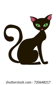 Halloween card. Black cat