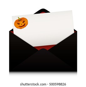 Halloween card with black envelope. Vector design.