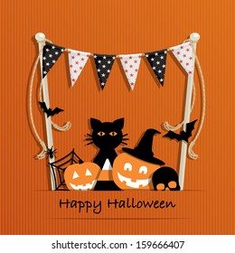 Halloween card with bunting and decorations, eps 10 format with transparencies